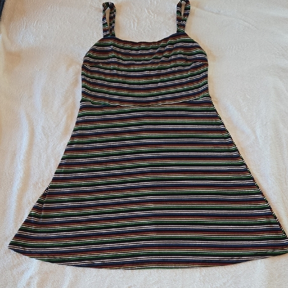 All in Favor Striped Dress L Stretchy Cozy 🌈 Pride 🌈 Black Bkgrd So Ready 4 U! - Picture 3 of 10